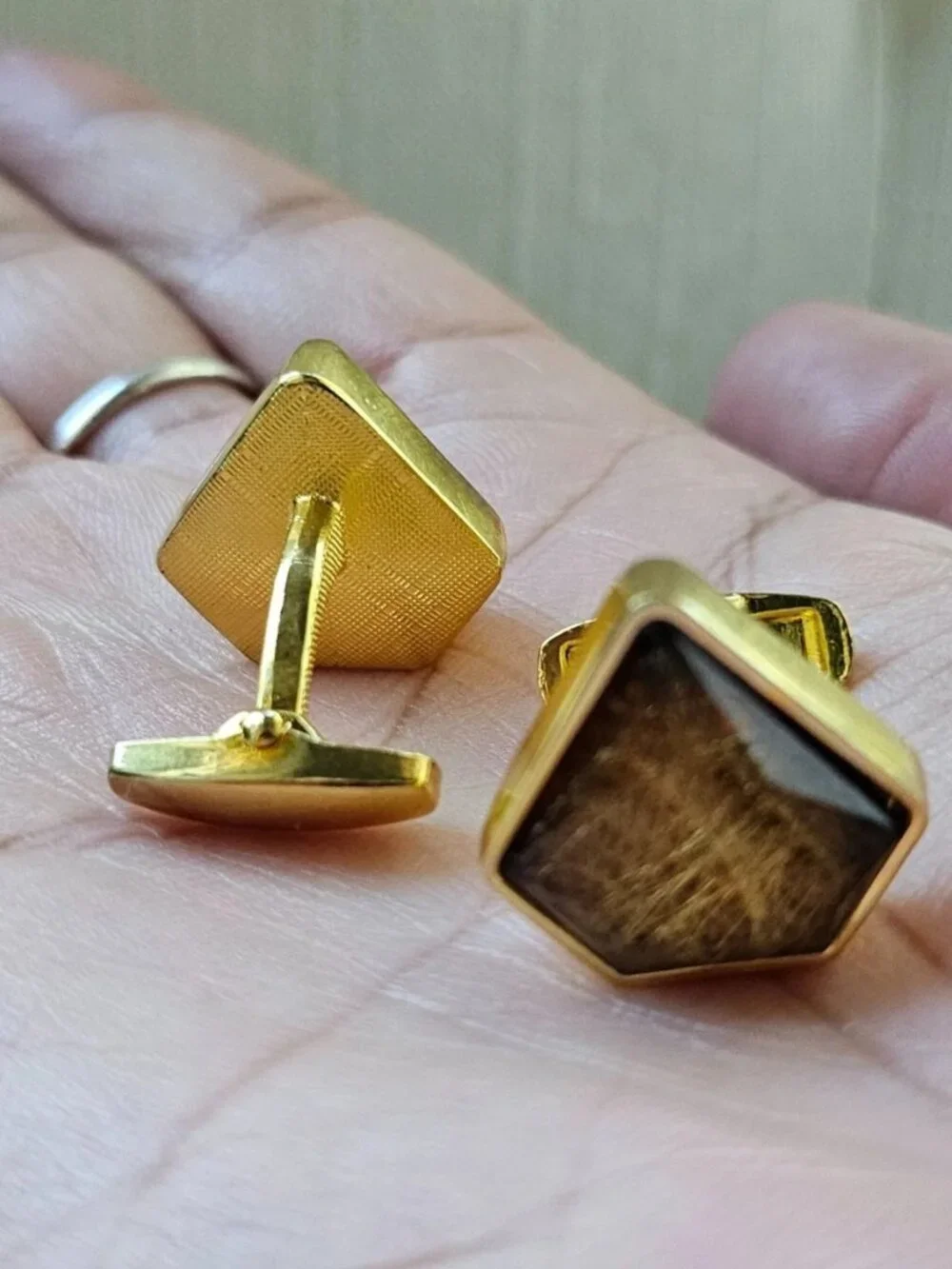 Men Dress Shirt Cuff Links Stud Diamond Shape Faux Stone Fashion Cufflink New